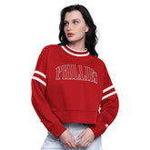 Philadelphia Phillies Starter Women's Power Play Cropped Pullover Sweatshirt Red