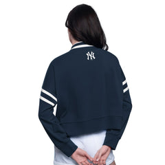 New York Yankees Starter Women's Power Play Cropped Pullover Sweatshirt Navy