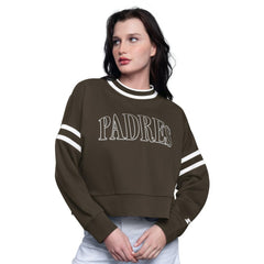 San Diego Padres Starter Women's Power Play Cropped Pullover Sweatshirt Brown