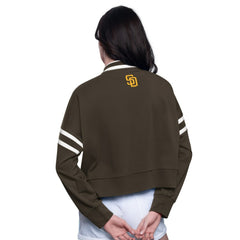 San Diego Padres Starter Women's Power Play Cropped Pullover Sweatshirt Brown