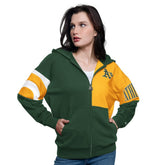 Athletics Starter Women's Curve Ball Full Zip Hoodie Sweatshirt Green/Gold