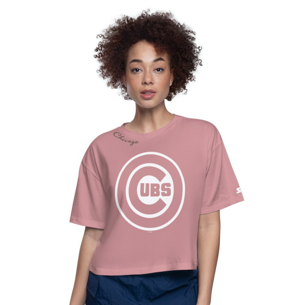 Chicago Cubs Starter Women's Play the Ball Boxy Cropped T-Shirt Pink