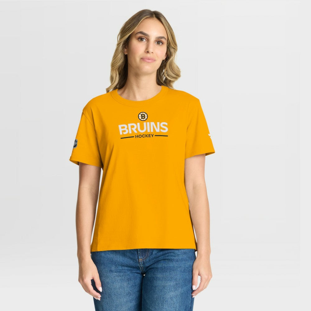 Boston Bruins Fanatics Women's Authentic Pro Primary T-Shirt - Gold T-shirts