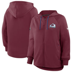 Colorado Avalanche Fanatics Women's Authentic Pro Rink Raglan Full-Zip Hoodie - Burgundy Hoodies