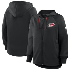 Carolina Hurricanes Fanatics Women's Authentic Pro Rink Raglan Full-Zip Hoodie - Black Hoodies