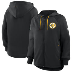 Boston Bruins Fanatics Women's Authentic Pro Rink Raglan Full-Zip Hoodie - Black Hoodies