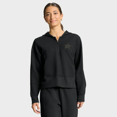 Dallas Stars Fanatics Women's Authentic Pro Road Tri-Blend Quarter-Zip Hoodie - Black Hoodies