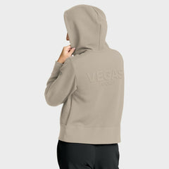 Vegas Golden Knights Fanatics Women's Authentic Pro Road Tri-Blend Quarter-Zip Hoodie - Tan Hoodies