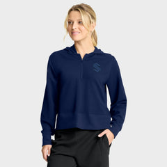 Seattle Kraken Fanatics Women's Authentic Pro Road Tri-Blend Quarter-Zip Hoodie - Deep Sea Blue Hoodies
