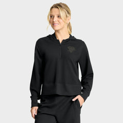 Pittsburgh Penguins Fanatics Women's Authentic Pro Road Tri-Blend Quarter-Zip Hoodie - Black Hoodies