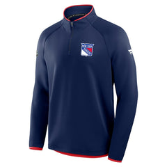 New York Rangers Fanatics Authentic Pro Rink Raglan Quarter-Zip Pullover - Navy Pullover