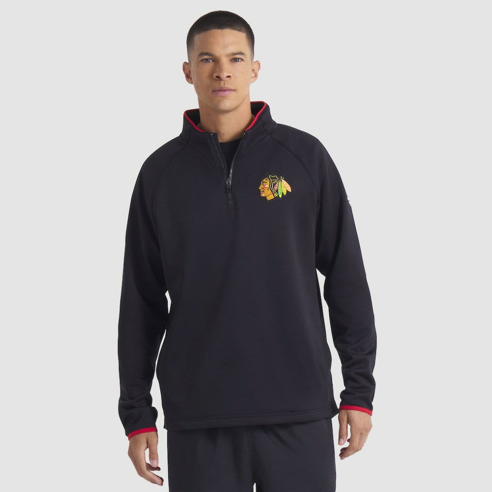 Chicago Blackhawks Fanatics Authentic Pro Rink Raglan Quarter-Zip Pullover - Black Pullover