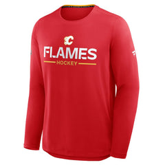 Calgary Flames Fanatics Authentic Pro Rink Tech Long Sleeve T-Shirt - Red T-shirts