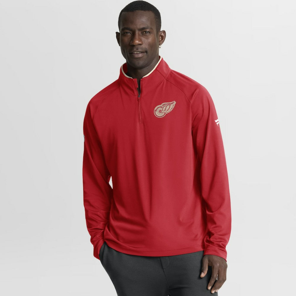 Detroit Red Wings Fanatics Authentic Pro Rink Training Centennial Raglan Quarter-Zip Pullover - Red Pullover