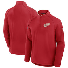 Detroit Red Wings Fanatics Authentic Pro Rink Training Centennial Raglan Quarter-Zip Pullover - Red Pullover