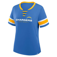 Los Angeles Chargers Women's Redzone Draw Play Athena Lace-Up T-Shirt - Powder Blue online
