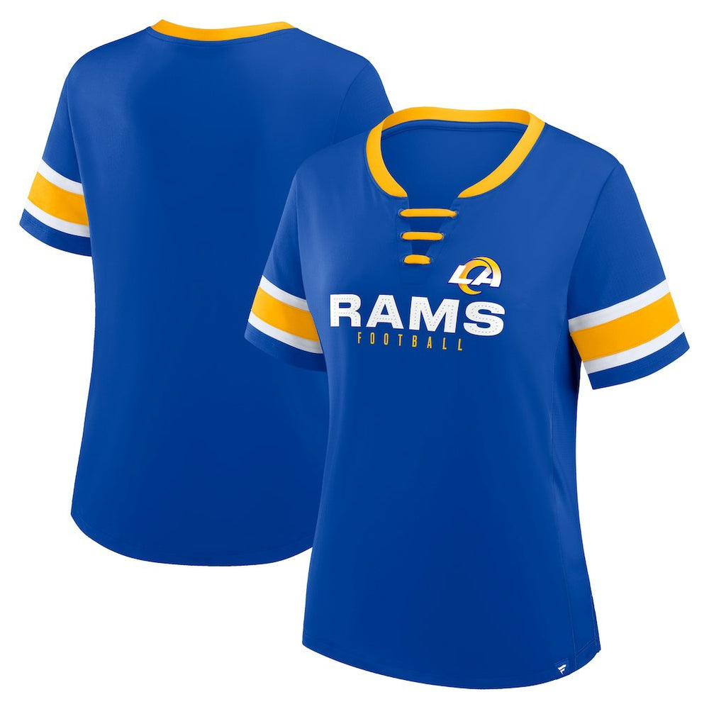 Los Angeles Rams Women's Redzone Draw Play Athena Lace-Up T-Shirt - Royal on sale