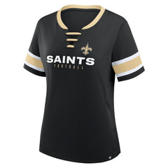 New Orleans Saints Women's Redzone Draw Play Athena Lace-Up T-Shirt - Black cheap
