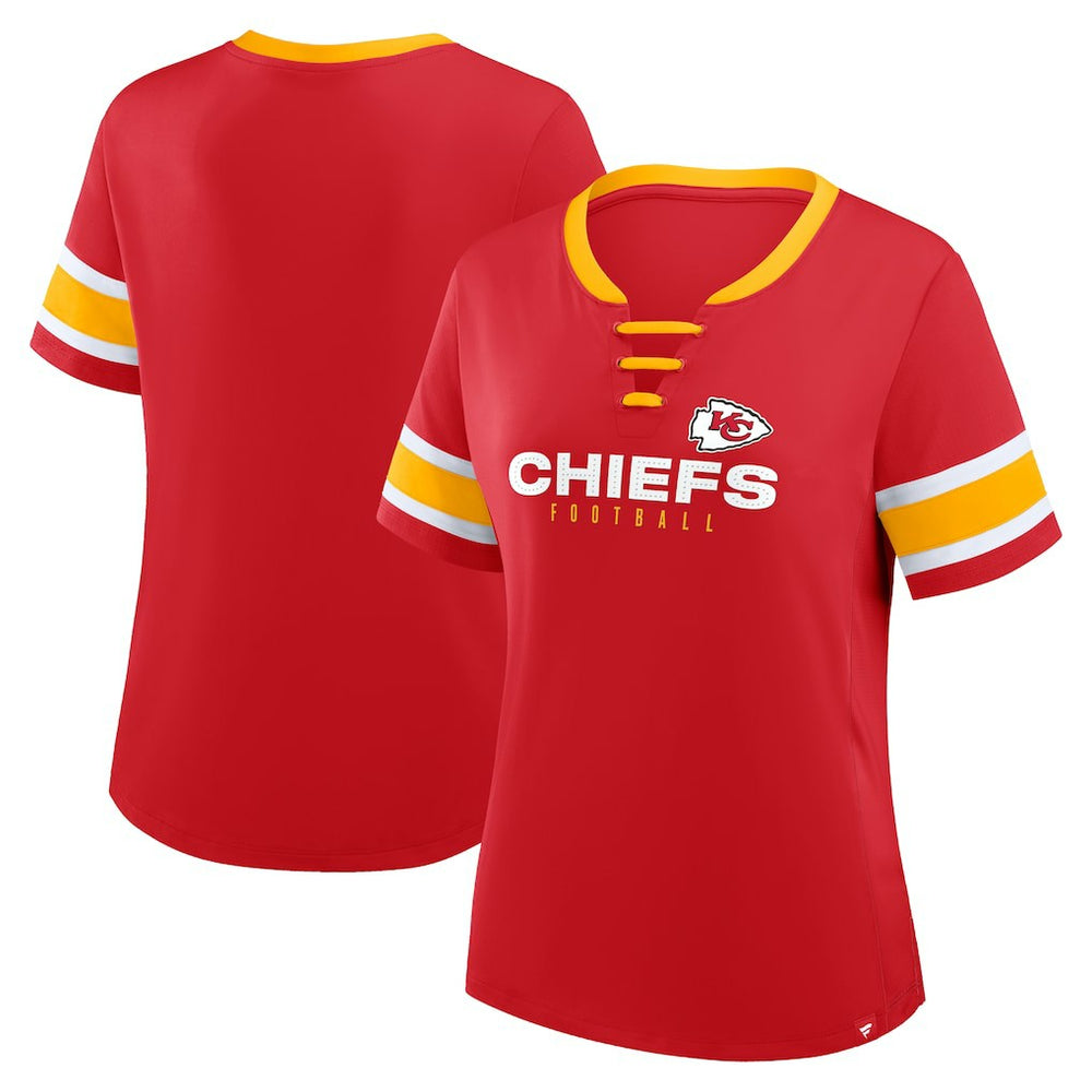 Kansas City Chiefs Women's Redzone Draw Play Athena Lace-Up T-Shirt - Red outlet
