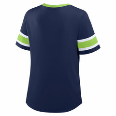 Seattle Seahawks Women's Redzone Draw Play Athena Lace-Up T-Shirt - College Navy discount