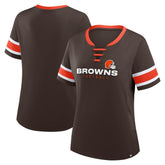 Cleveland Browns Women's Redzone Draw Play Athena Lace-Up T-Shirt - Brown online