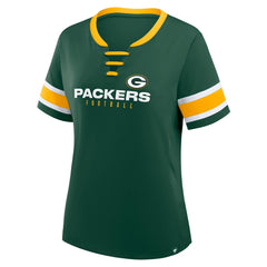 Green Bay Packers Women's Redzone Draw Play Athena Lace-Up T-Shirt - Green for sale