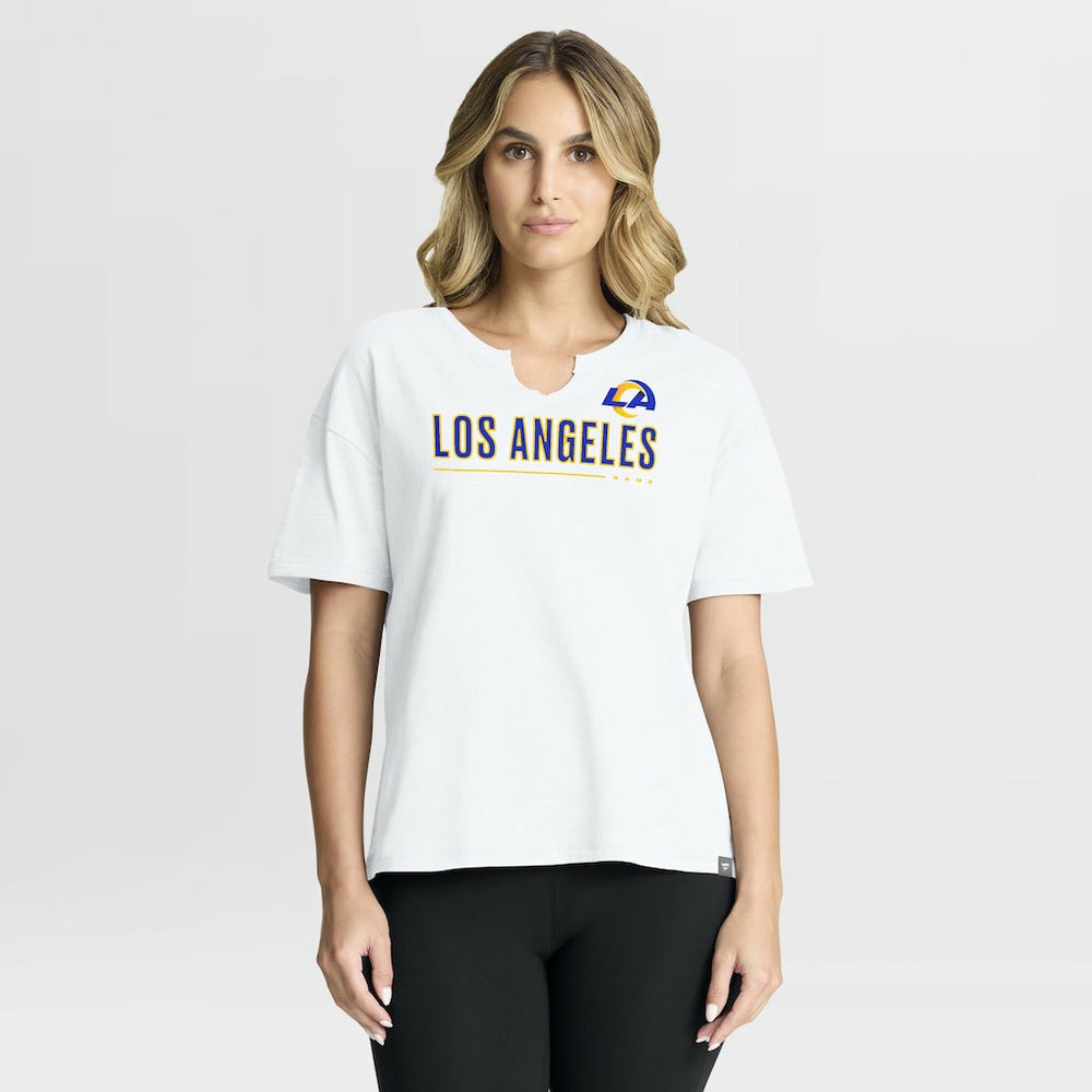 Los Angeles Rams Women's Redzone Slub Boxy T-Shirt - White discount