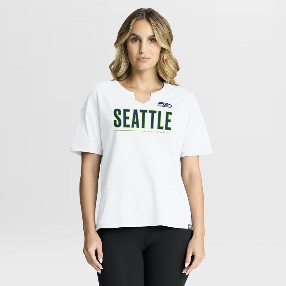 Seattle Seahawks Women's Redzone Slub Boxy T-Shirt - White on sale