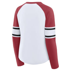 Arizona Cardinals Women's Redzone Blitz Package Raglan Lace-Up V-Neck Long Sleeve T-Shirt - White/Cardinal for sale