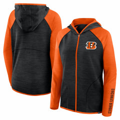 Cincinnati Bengals Women's Redzone End Around Pass Raglan Full-Zip Hoodie - Black/Orange sale