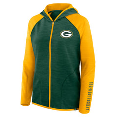 Green Bay Packers Women's Redzone End Around Pass Raglan Full-Zip Hoodie - Green/Gold outlet