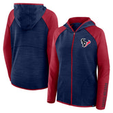 Houston Texans Women's Redzone End Around Pass Raglan Full-Zip Hoodie - Navy/Red discount