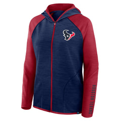 Houston Texans Women's Redzone End Around Pass Raglan Full-Zip Hoodie - Navy/Red discount