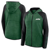 New York Jets Women's Redzone End Around Pass Raglan Full-Zip Hoodie - Green/Black for sale