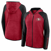 San Francisco 49ers Women's Redzone End Around Pass Raglan Full-Zip Hoodie - Scarlet/Black online