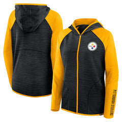 Pittsburgh Steelers Women's Redzone End Around Pass Raglan Full-Zip Hoodie - Black/Gold cheap