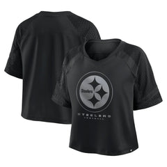 Pittsburgh Steelers Women's Oversized Raglan V-Neck Blackout Fashion Jersey sale