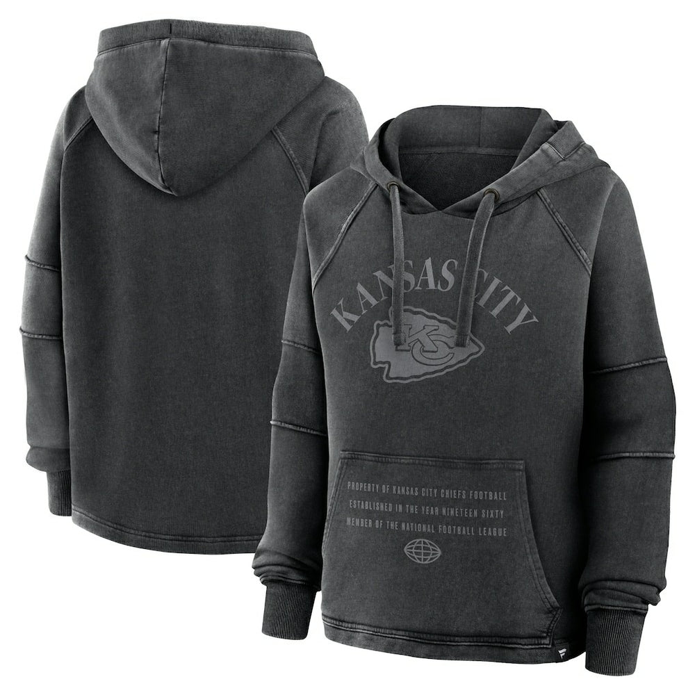 Kansas City Chiefs Women's Oversized Raglan Gridiron Hoodie - Black for sale