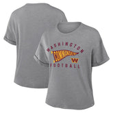 Washington Commanders Women's Pennant Wave Tribute Tri-Blend Boxy T-Shirt - Heather Gray cheap
