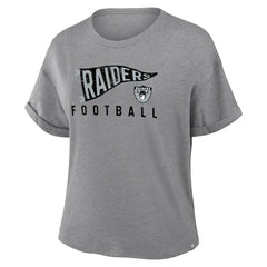 Las Vegas Raiders Women's Pennant Wave Tribute Tri-Blend Boxy T-Shirt - Heather Gray discount