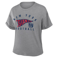 New York Giants Women's Pennant Wave Tribute Tri-Blend Boxy T-Shirt - Heather Gray online