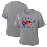 Denver Broncos Women's Pennant Wave Tribute Tri-Blend Boxy T-Shirt - Heather Gray sale