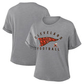 Cleveland Browns Women's Pennant Wave Tribute Tri-Blend Boxy T-Shirt - Heather Gray outlet
