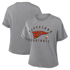 Cleveland Browns Women's Pennant Wave Tribute Tri-Blend Boxy T-Shirt - Heather Gray outlet