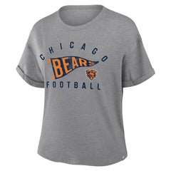 Chicago Bears Women's Pennant Wave Tribute Tri-Blend Boxy T-Shirt - Heather Gray sale