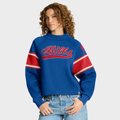Buffalo Bills Oversized Hometown Toss Sweep Mock Neck Pullover - Royal discount