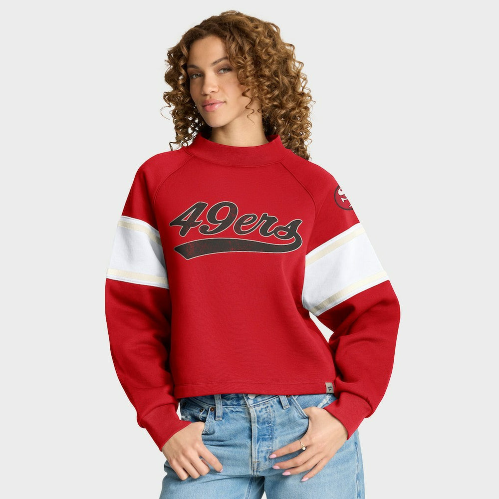 San Francisco 49ers Oversized Hometown Toss Sweep Mock Neck Pullover - Scarlet on sale