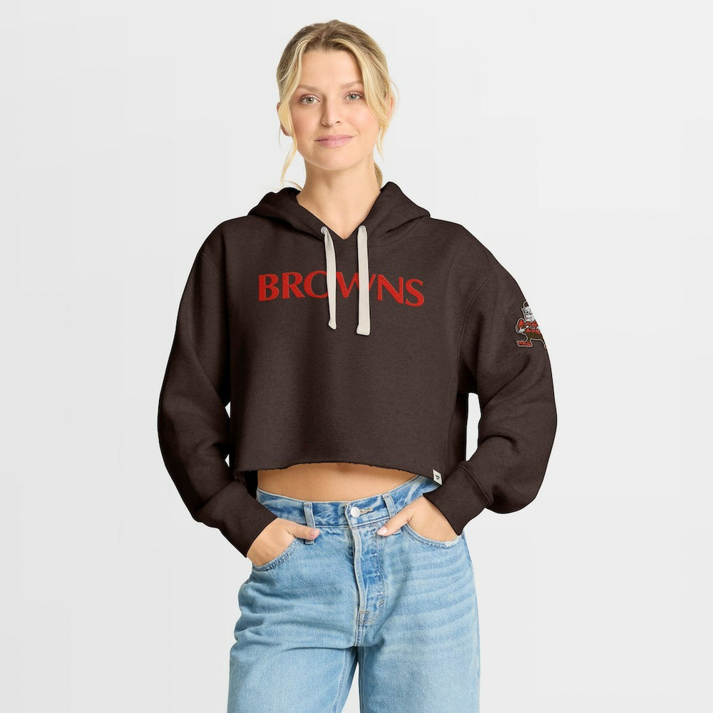 Cleveland Browns Women's Oversized Hometown Heritage Cropped Hoodie - Brown discount
