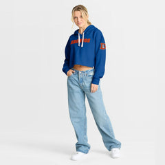 Denver Broncos Women's Oversized Hometown Heritage Cropped Hoodie - Royal sale