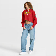 Kansas City Chiefs Women's Oversized Hometown Heritage Cropped Hoodie - Red sale